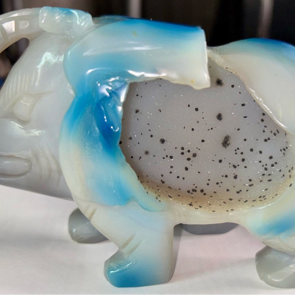 Blue and White Elephant Sculpture